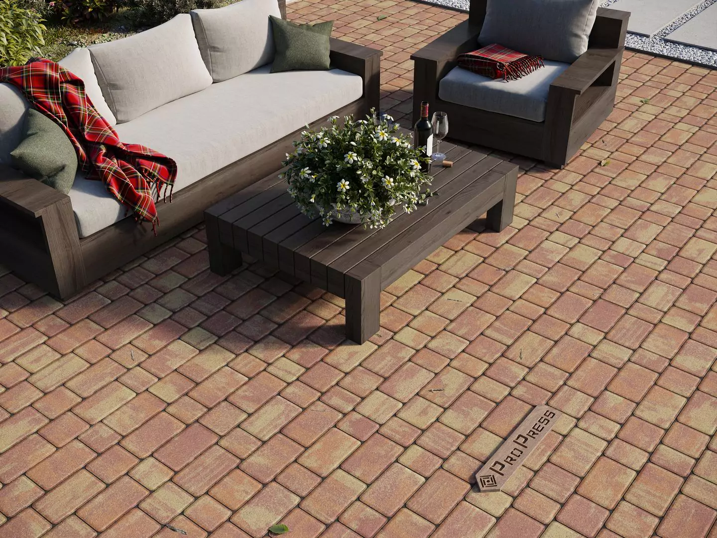 Тротуарная плитка Старый город №1 "Каир", фактура гладкий, гранитная, мрамор, высота 40 мм, 60 мм
